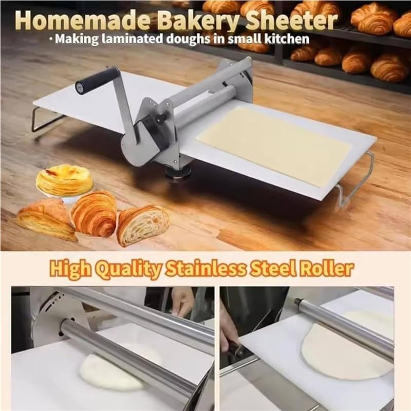 Laminatrice for pasta pieghevole, Macchina manuale for riavvolgere i fideos, Acciaio inossidabile for alimenti, Prevenzione dell'ossidazione, Utilizzo nei croissant(Rs101)