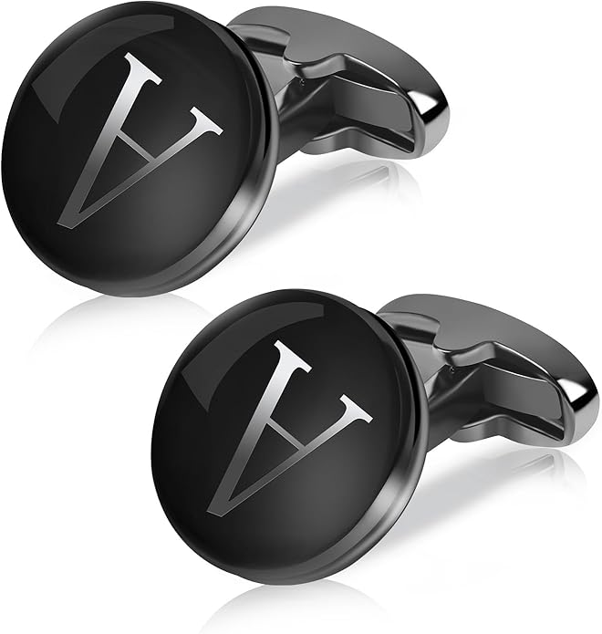 Mancornas Mr.Van Iniciales Personalizadas Negro Plata miniatura 3