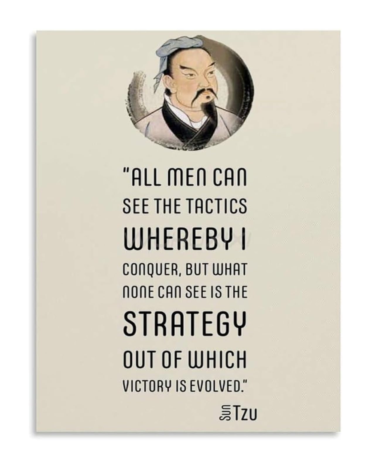 BYLSAGWHT Sun Tzu Art of War Quote Canvas Poster Ancient Strategy Wisdom Motivational Leadership Quote Wall-Art for Office Decor(Framed,12x18inch(30x45cm))