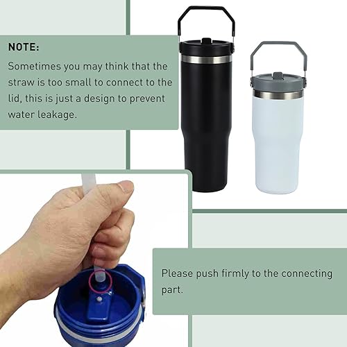 Miniatura 5 de Tapa de vaso de repuesto con popote para vaso Stanley IceFlow de 20 y 30 onzas (azul)