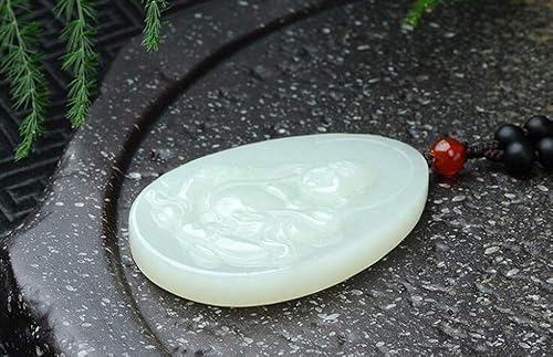 Miniatura 4 de Colgante de jade hetiano natural colgante de jade blanco jade sonriente Buda paz Buda colgante hombres y mujeres Jade blanco Jade Buda Jade colgante