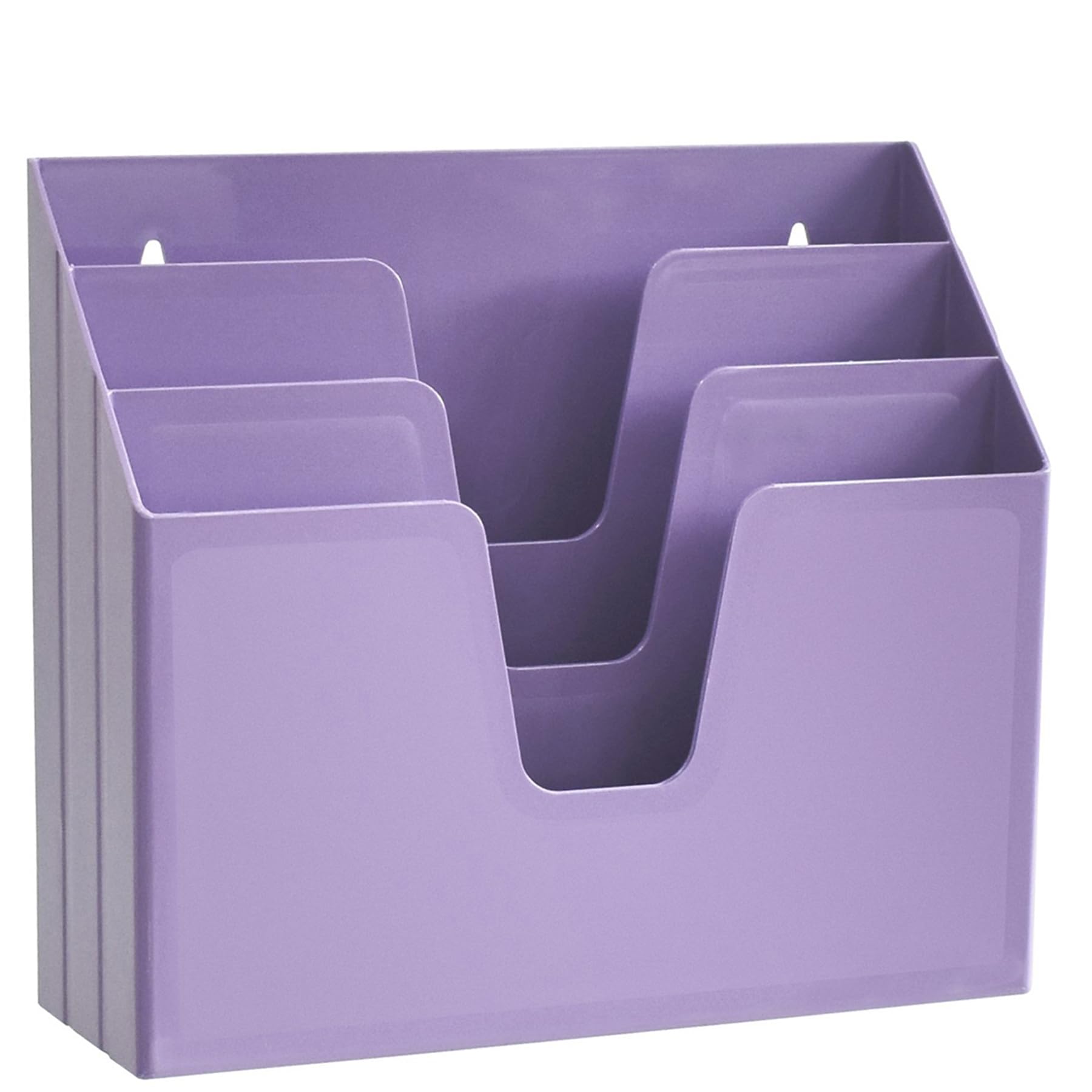 Acrimet Horizontal Triple File Folder Holder Organizer, Open Top Desktop Document Sorter for Letter Size Papers & Folders, Plastic (Purple)