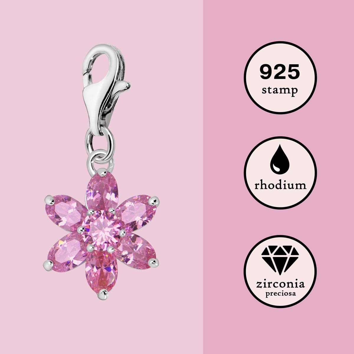 Quiges Charm Cierre Argent 925 Flores Cristal Piedras Nacimiento Pulseras