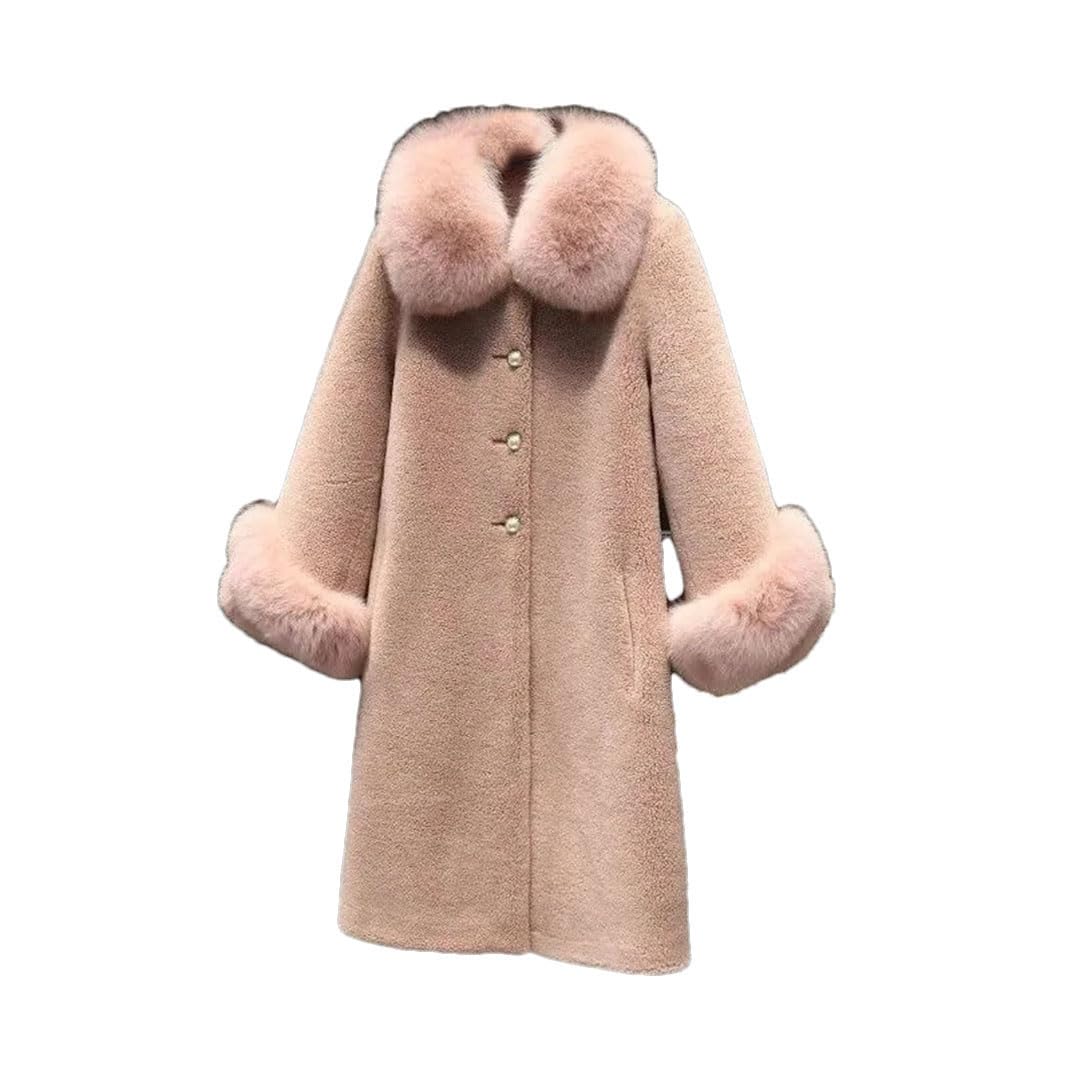 Chaqueta larga cálida y elegante de media manga para mujer, de invierno, de felpa, elegante, para exteriores, pnnrk, talla M, Pnnrk, M