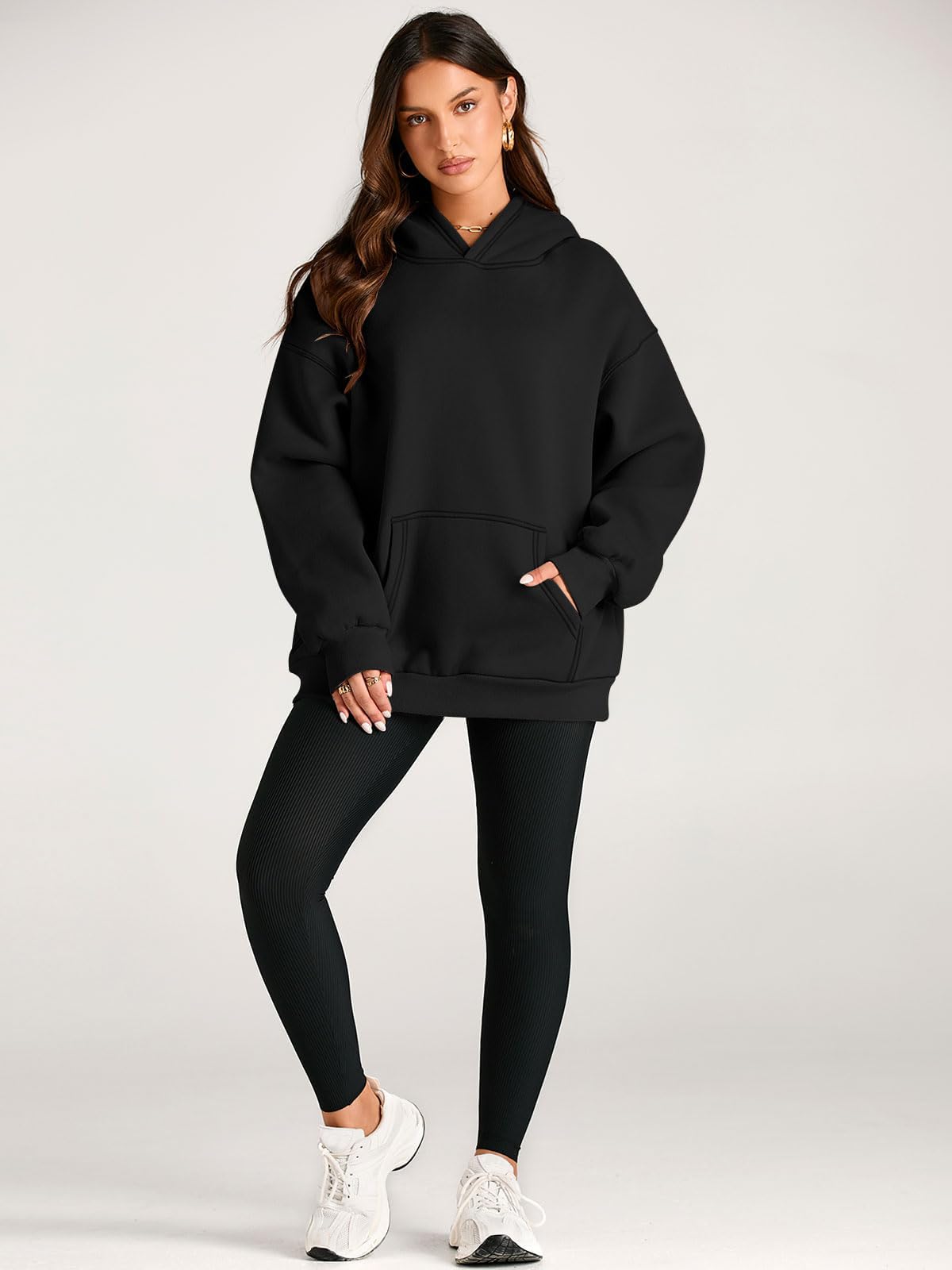 EFAN, Maglione da Donna con Cappuccio, Maglione Oversize in Pile, Maniche Lunghe, Inverno, Autunno, Abbigliamento alla Moda, Y2k | Accogliente felpa con cappuccio alla moda con tasche per autunno e inverno