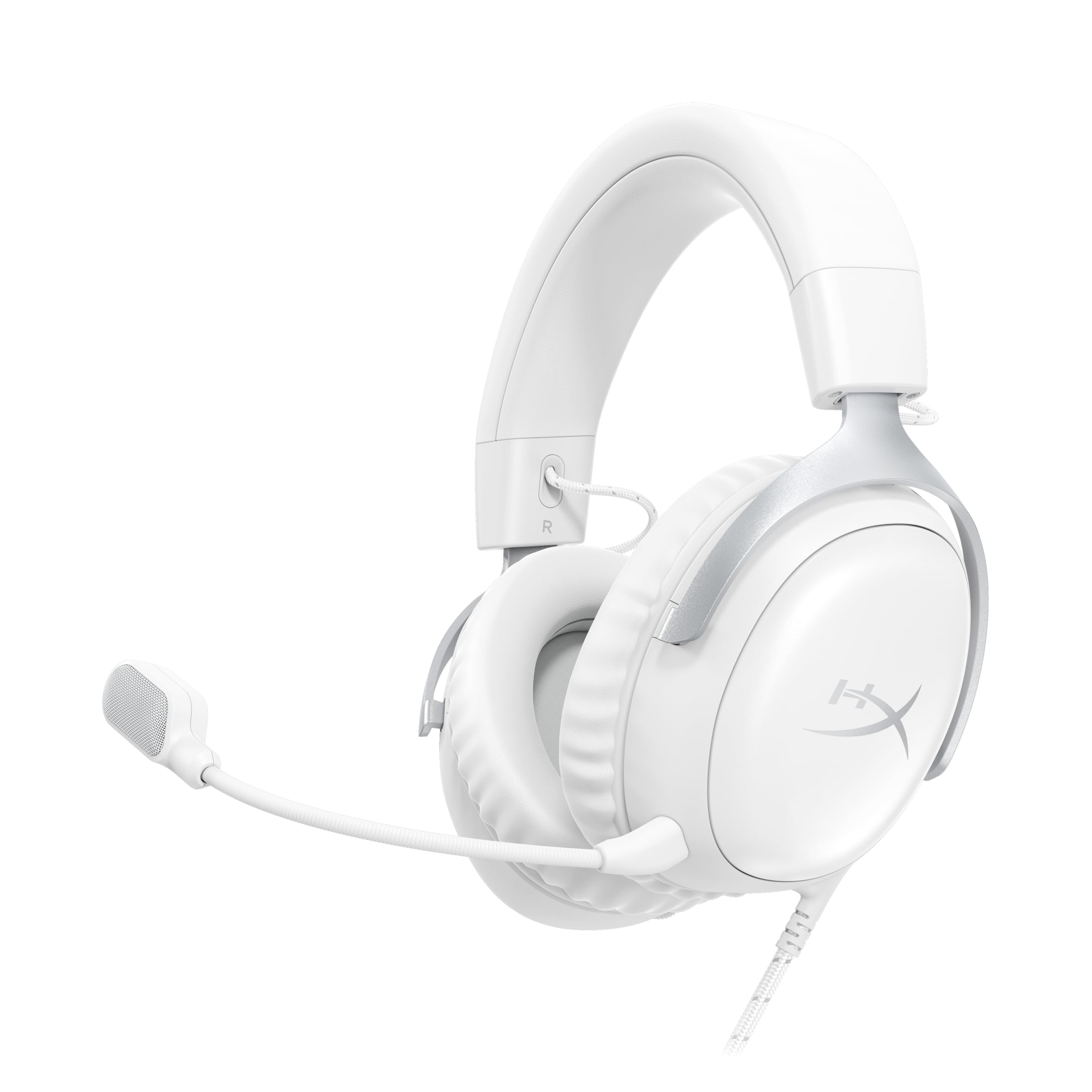 HyperX Cloud III – Wired Gaming Headset, PC, PS5, Xbox Series X|S, Angled 53mm Drivers, DTS, Memory Foam, Durable Frame, Ultra-Clear 10mm Mic, USB-C, USB-A, 3.5mm – White