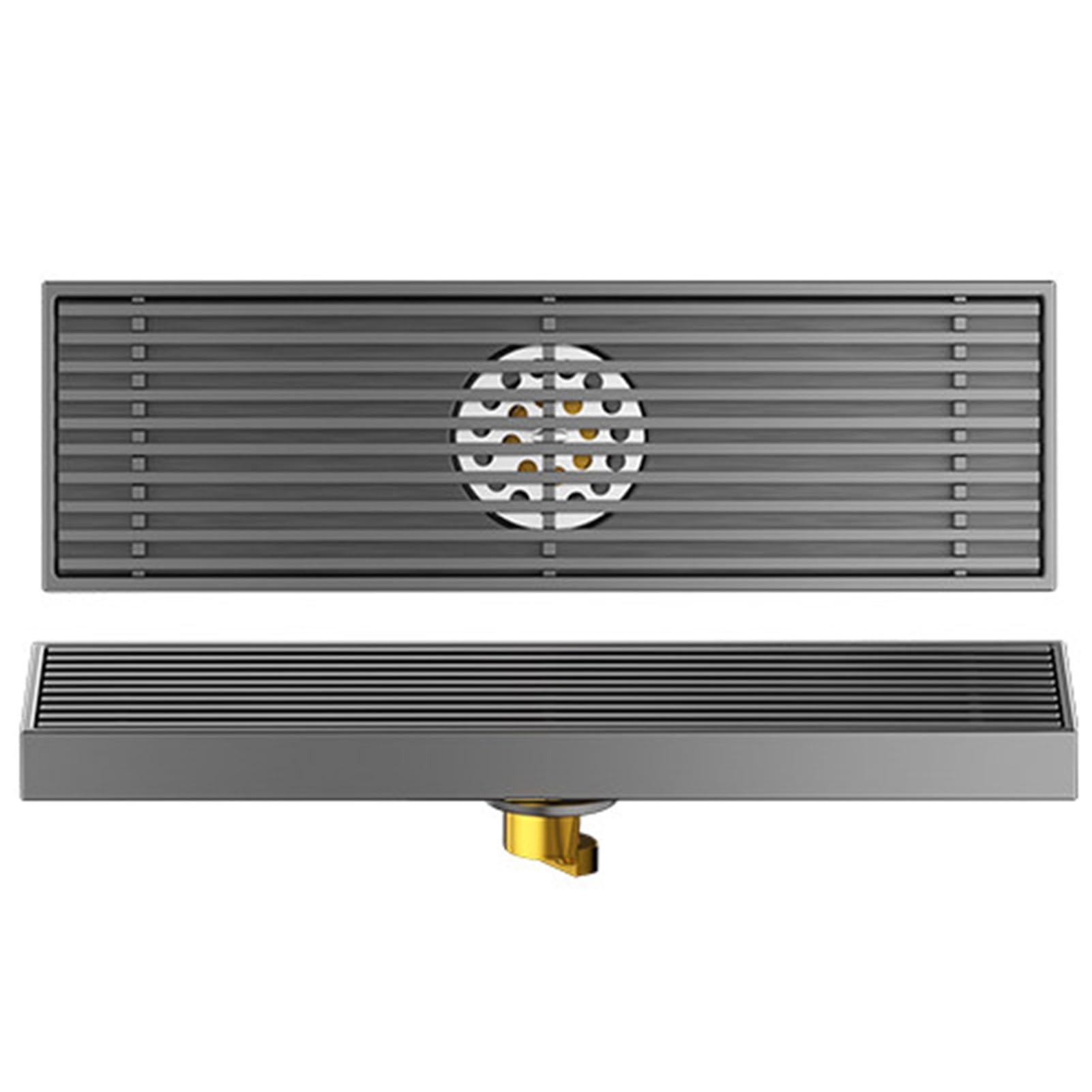 KLGFBDC Linear Shower Drain with Hair Strainer, Floor Drain for Kitchen Bathroom Garage, Rectangular Drainage Channel