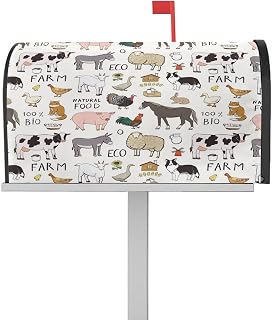 Mailbox Cover Magnetic Cows Pigs Sheep Chickens Duck Natural Food Mailbox Covers Standard Size 21x18in,Mailbox Covers Wrap Post Letter Box Cover for Garden Yard Outdoor Decor Cute Farm Animals