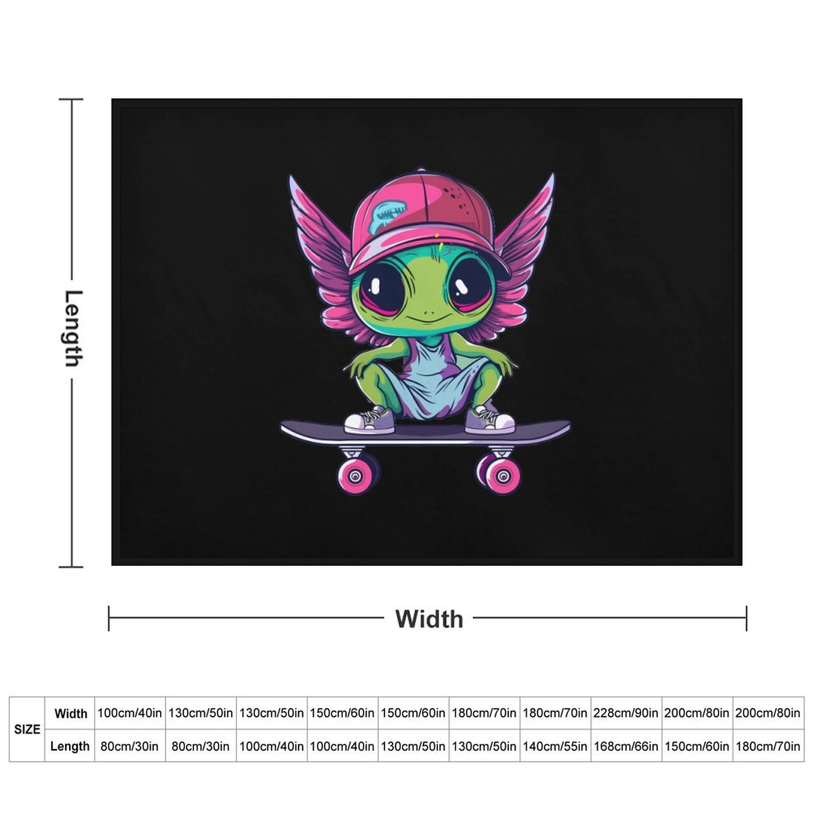 Cute Aliens Skateboard Soft Flannel Blanket Throw Fashion Plush Blankets Lightweight Throws for Couch Bed 66