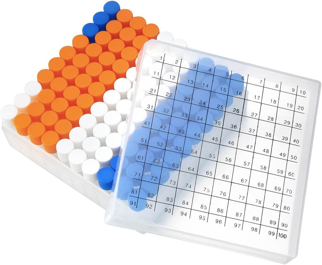 100pcs 3ml Plastic Small Vials with Screw Caps Sample Tubes Cryotubes, PP Material, Free from DNase, RNase, Human DNA