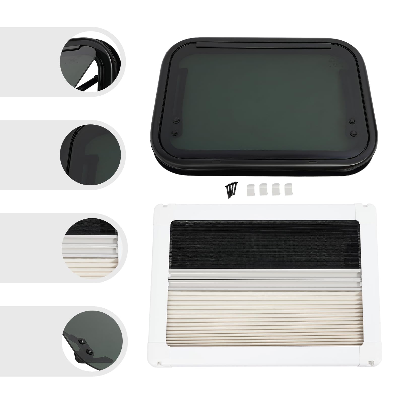 MINRS Fenêtre de camping-car avec moustiquaire latérale pour caravane, protection solaire, fenêtre coulissante pour VR, caravanes, véhicules de loisirs, camping-car, 500x350mm