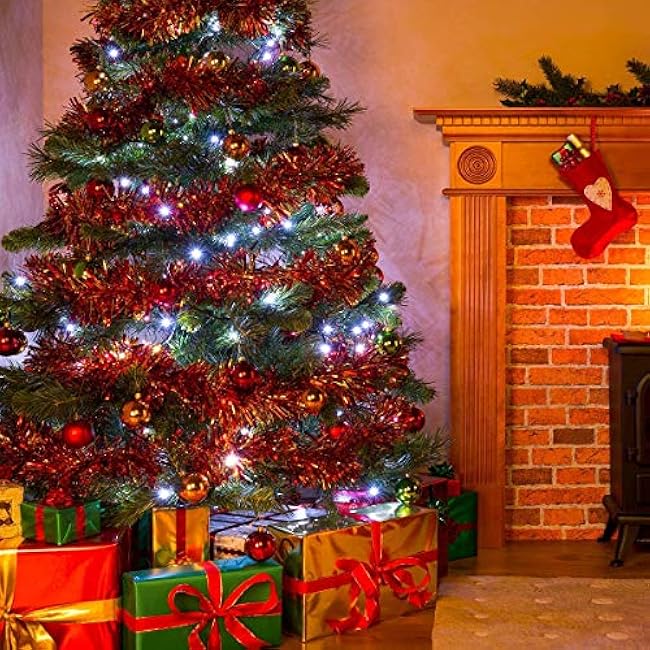 Outdoor Solar String Lights, 2 Pack 33ft 100L Solar Copper Fairy Lights,8 Modes Twinkle Lights Decor for Indoor Outdoor Patio Yard Trees Christmas Wedding Party (Cool White)