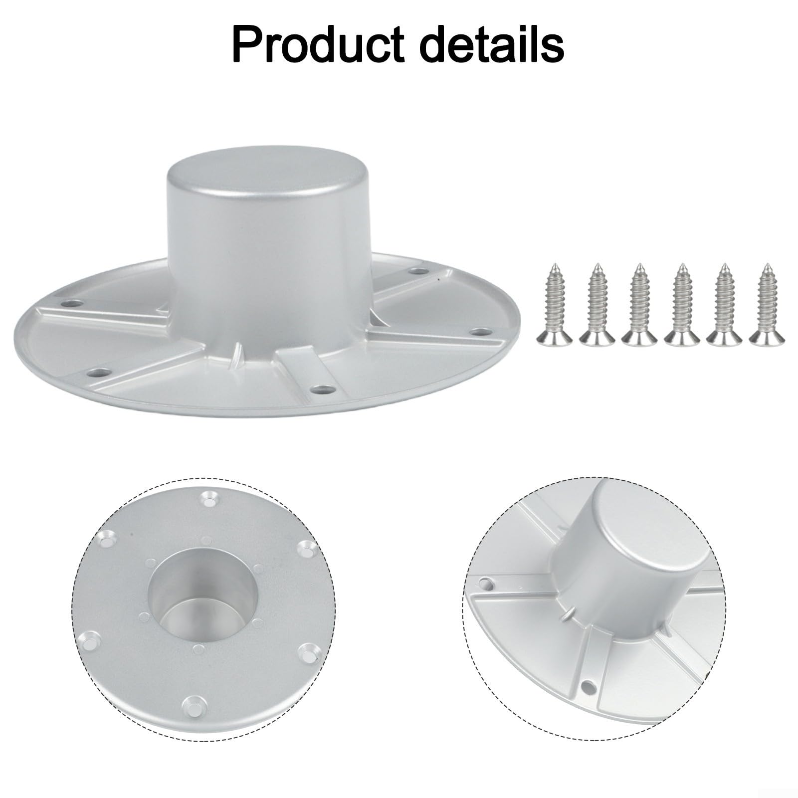 1 base de pied de table ronde en aluminium, support de rechange direct au sol pour camping-car, bateau, remorque, camping-car, salle à manger