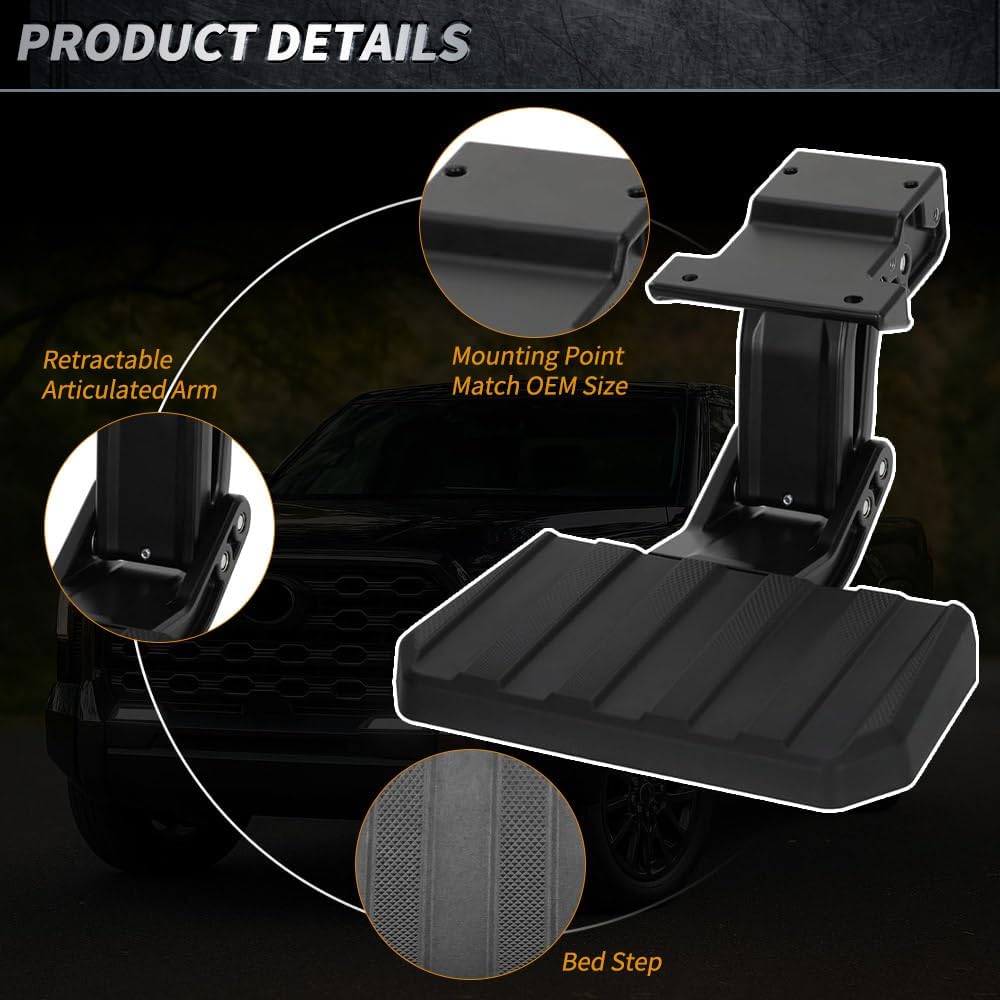 VRL3Z-17A958-A Rear Bed Step Tailgate Bedstep Retractable Bumper Step Compatible with 2024-2026 Ford F150 Swing Tailgate Center Door Not for Drop Tailgate