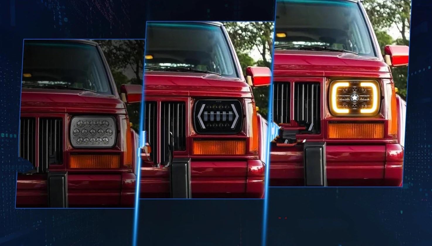 Faro LED 7x6 5x7 Pulgadas para Wrangler Offroad 4x4 Luz para Coche Faro Cuadrado 32V 200W 30000LM Luz LED DRL Intermitentes Altos Y Bajos Conjunto Faros Delanteros(2 Pcs)
