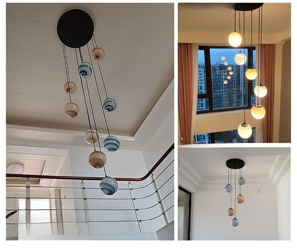 PCXEHUYP Lights Modern Minimalist Staircase Chandelier Length Chandeliers, Ceiling in The Villa, Stairwells and Living Room ﻿,Multi Colored,8lights