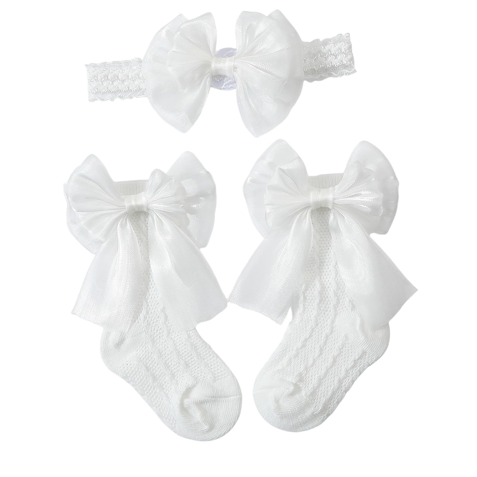 Kalttoy Bowknot Design Baby Headband and Socks Coordinated Set for Newborns Toddler Multiple Color Baby Headband Set