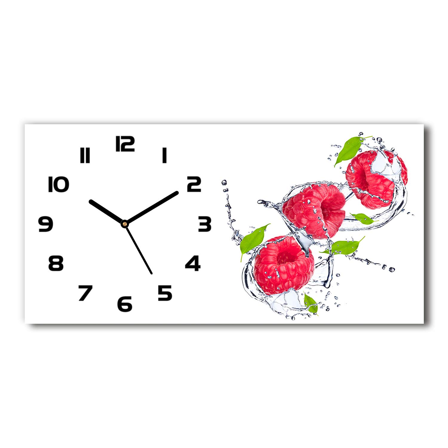 Horloge en verre pour salon design Tulup modèle sur pied 60x30cm motif noir et framboise