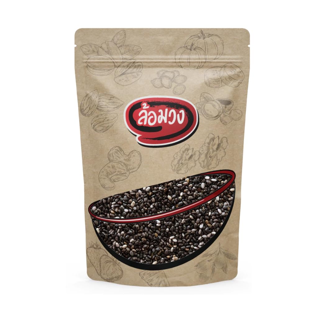 ล้อมวง Raw Black Chia Seeds - Non-GMO Whole Seeds for Smoothies, Toppings, and Baking - Dense Source of Essential Fatty Acids and Fiber (500g)