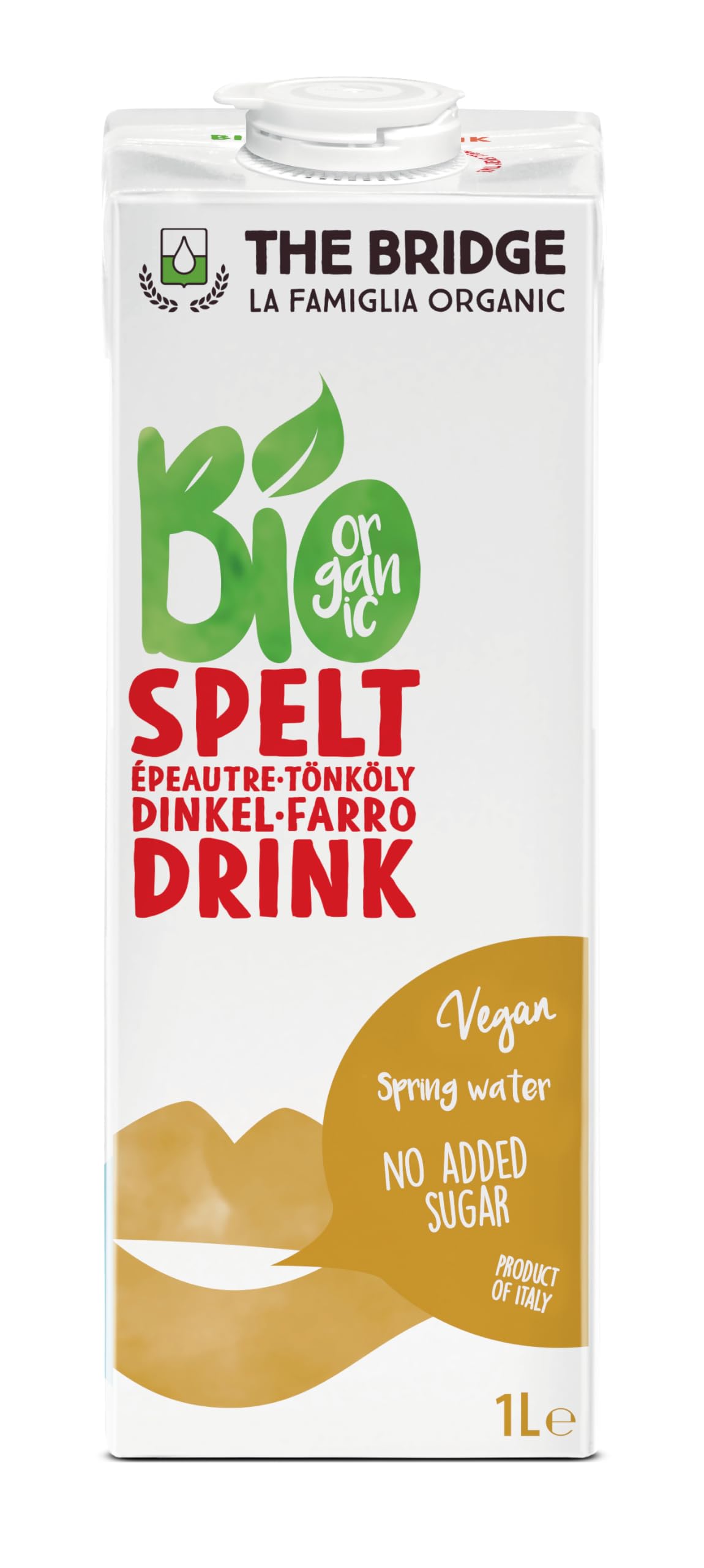 The Bridge - Bio Spelt Drink - Bevanda Biologica a base di Farro (Formato da 1 litro, Scatola da 12 pezzi)