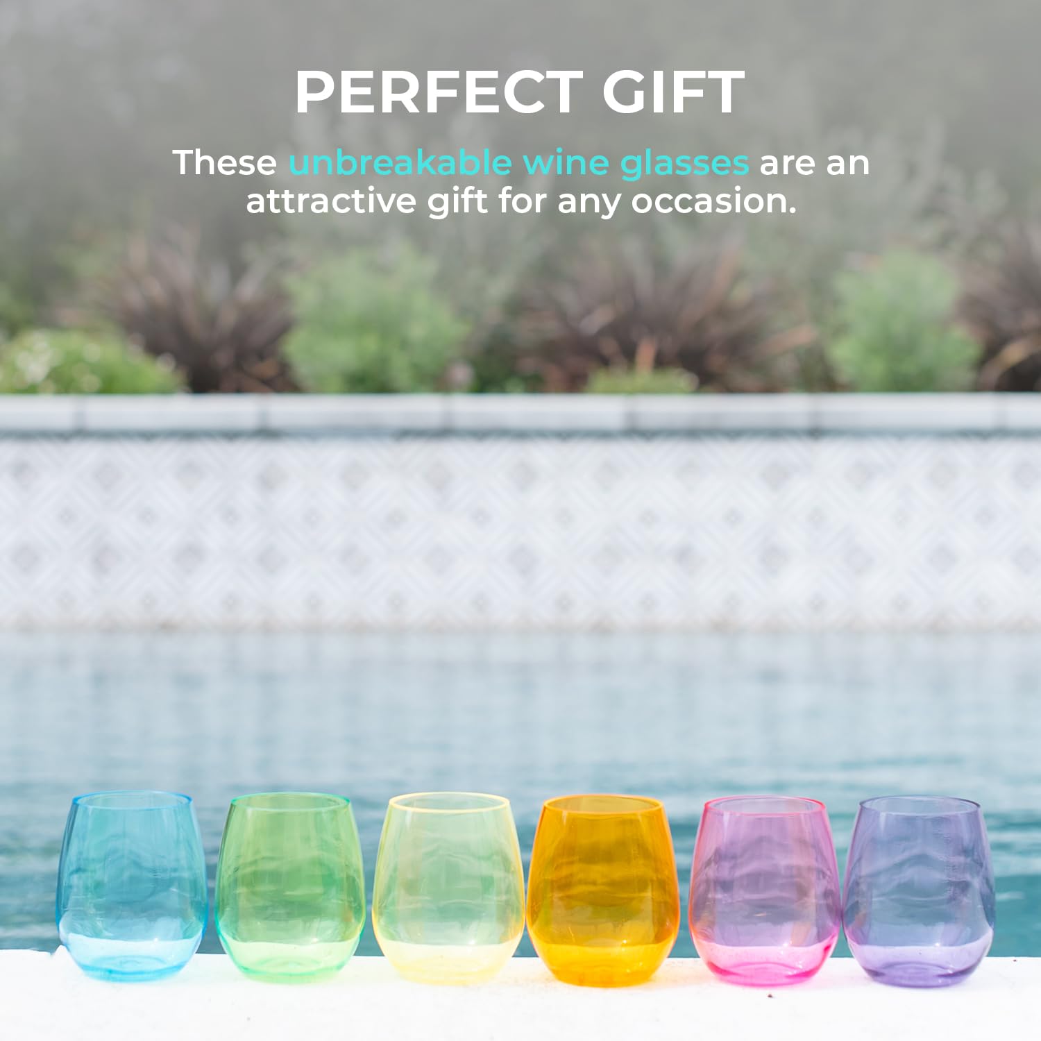 Copas de vino irrompibles de alta calidad, juego de 6 copas de vino de plástico acrílico reutilizables sin BPA, inastillables, elegantes copas de vino transparentes para exteriores, bodas, bares