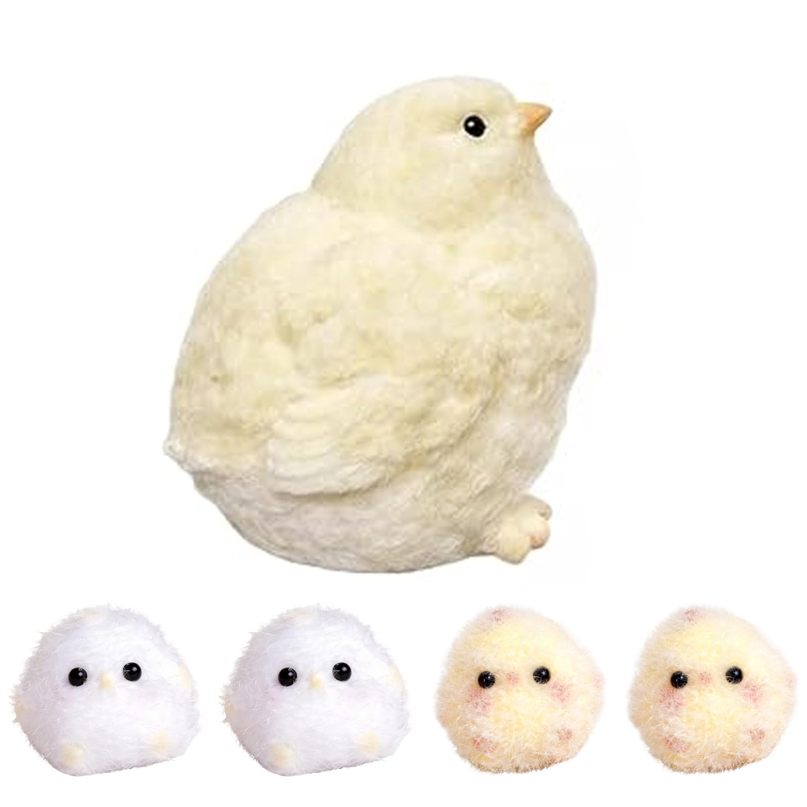 5 PCS Mini Taba Squishy, Taba Squishy Chick, Ornaments for Stress Relief and Focus Enhancement, Soft Handheld Desktop Decorations with One Large and Four Small Chicken Ornaments
