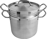 Vista 8 de Olla de caldera doble de 16 cuartos de galón de aluminio con tapa– Olla de fusión de vapor de calibre pesado doble para fondue de chocolate, postres