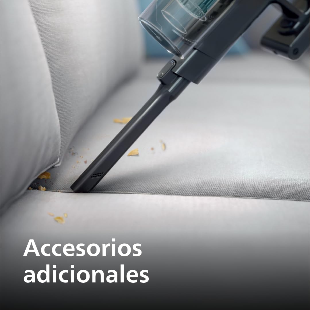 PHILIPS Aspiradora sin Cable Serie 3000, Potente succión en Suelos Duros, 60 min de autonomía, Cepillo LED, Accesorios, batería reemplazable, Ligera y eficiente en rincones (XC3032/01)