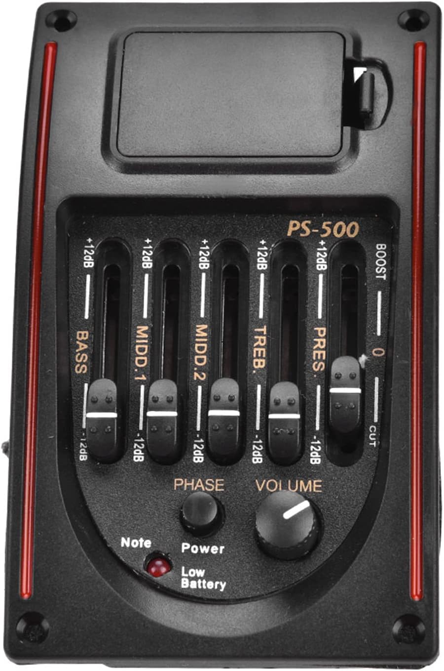 Generic EQ 5Band Equalizer Pickup for Acoustic Guitar, Precise Tone Control for All Guitarists, Black Plastic, Applicable to Guitar Enthusiasts, 3.8 X 2.5 X 2. Inches