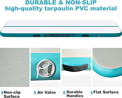 Miniatura 2 de Colchoneta de gimnasia para el hogar, pista de aire de 6.61013 pies y 4 pulgadas de grosor con bomba eléctrica para animadoras, hacer zocar, yoga,