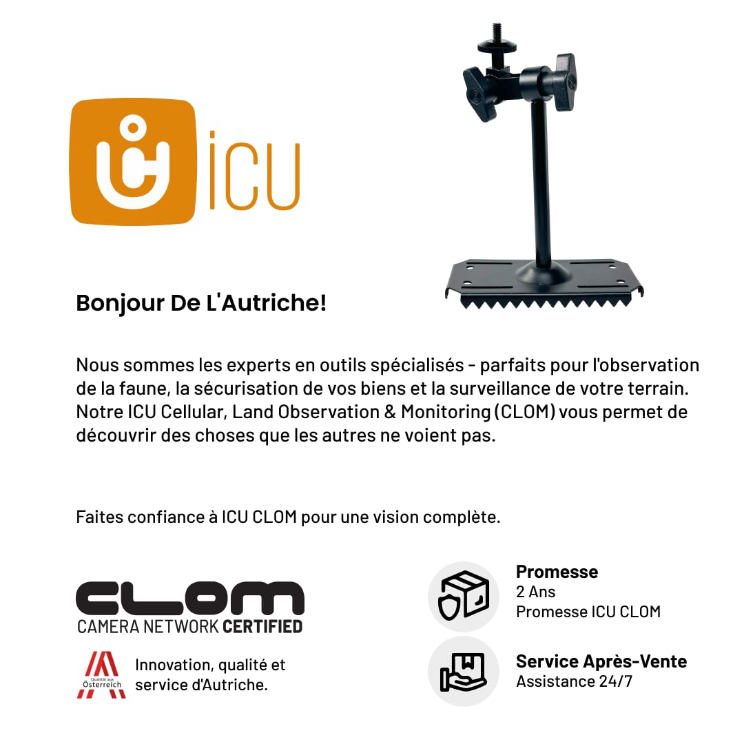 ICU CLOM FlexMount - Support pour caméras de surveillance, support universel flexible, filetage 1/4 pouce, compatible avec les caméras de surveillance et les panneaux solaires ICU CLOM SolarCell