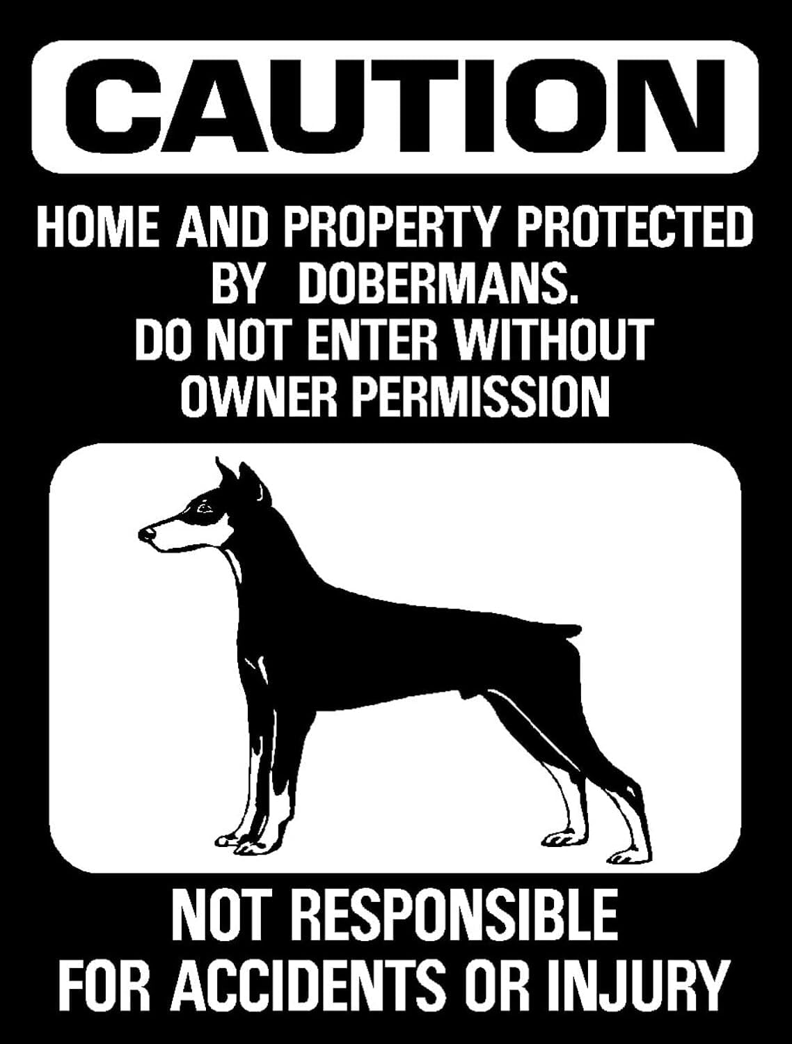 CCPARTON Metal Sign Caution Property Protected by Doberman Pinscher Do Not Enter Warning Sign 8x12 Inches Retro Metallic Tin Wall Mount
