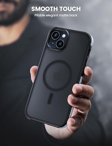 Miniatura 5 de Lamicall Funda magnética para iPhone 15 Plus para MagSafe - protección contra caídas de grado militar de 18 pies Funda con parachoques de aire y