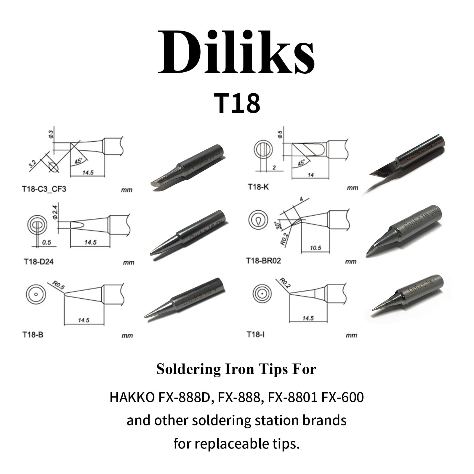 Soldering Tips 10 Piece Soldering Iron Tip Set - Compatible With