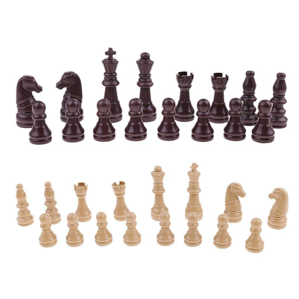 ELECTROPRIME 32pcs Plastic Chess Pieces/Chessmen Set - King Queen Bishop Knight Rook Pawn