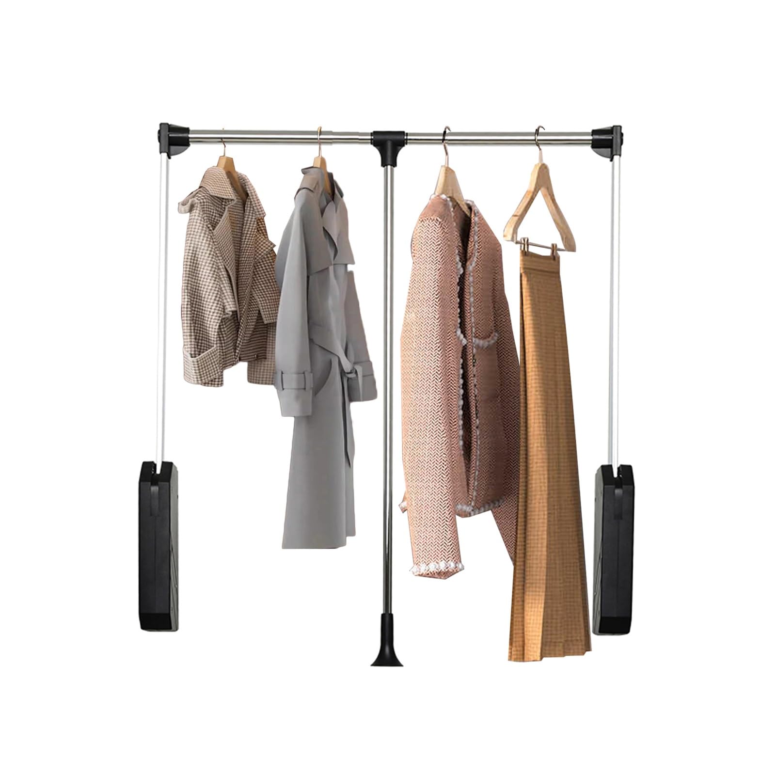 GTHTUHFD Wardrobe Hanging Rod, Back And Side Mounting Pull Down Clothes Rail, Heavy Duty 40Kg Load Capacity W-510-660mm