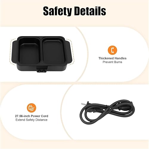 Miniatura 7 de Electric Hot Pot With Grill, 2 in 1 Indoor NonStick Shabu Pot and Griddle, Dual Temperature Control, for Barbecue, Soup Making