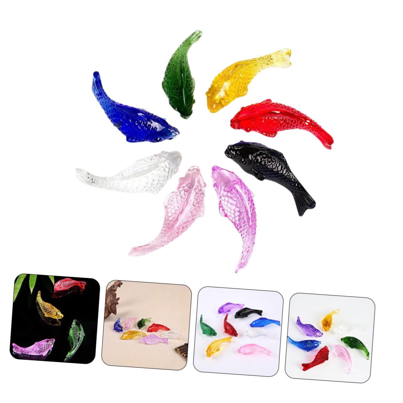 Cabilock 32 Piezas De Adorno De Peces Artesanías De Cristal Decoración para Acuario Falso Compacto Decoración De Peces Pequeños Adorno para Pecera De Escritorio
