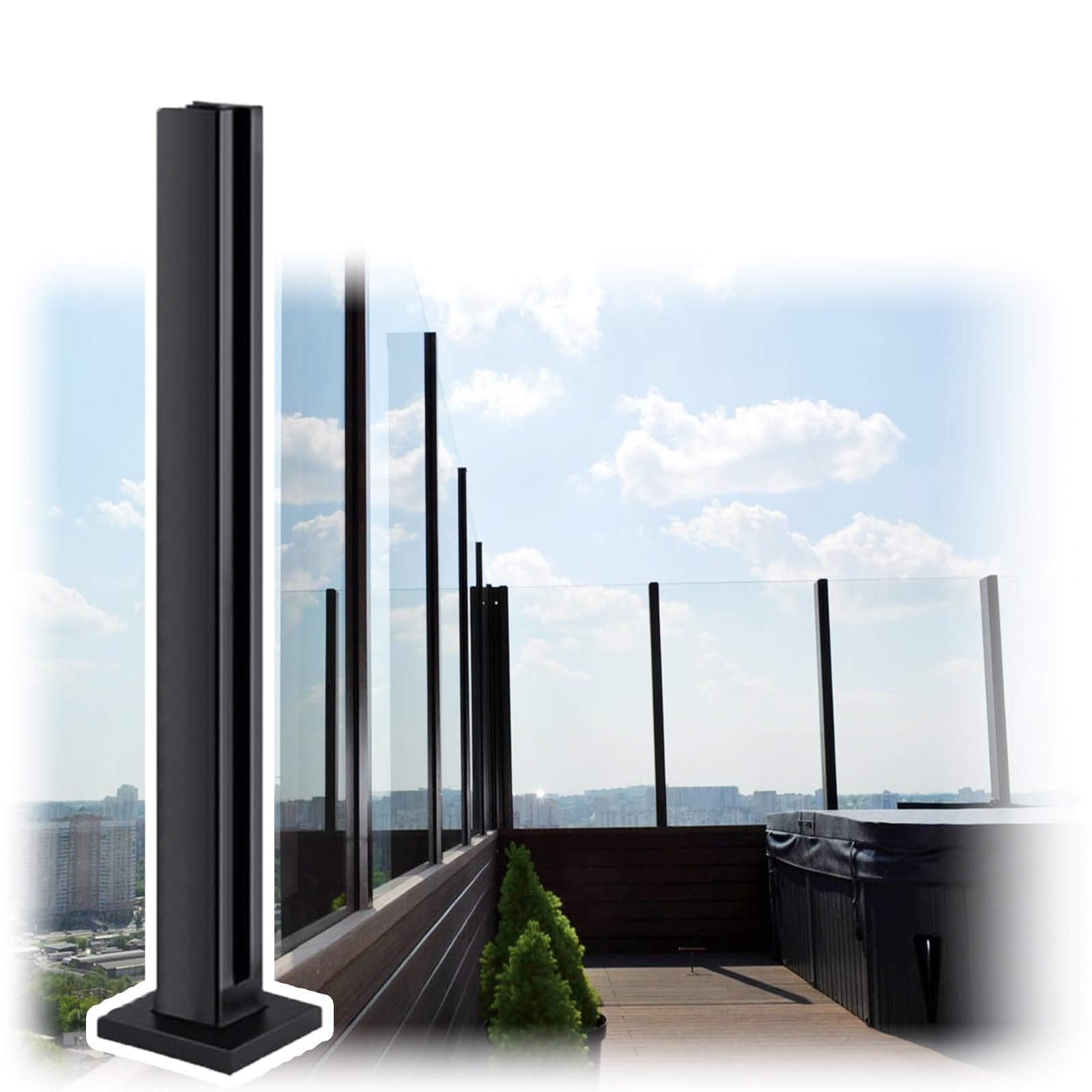 Système de balustrade en verre de 75 cm pour clôture extérieure 307