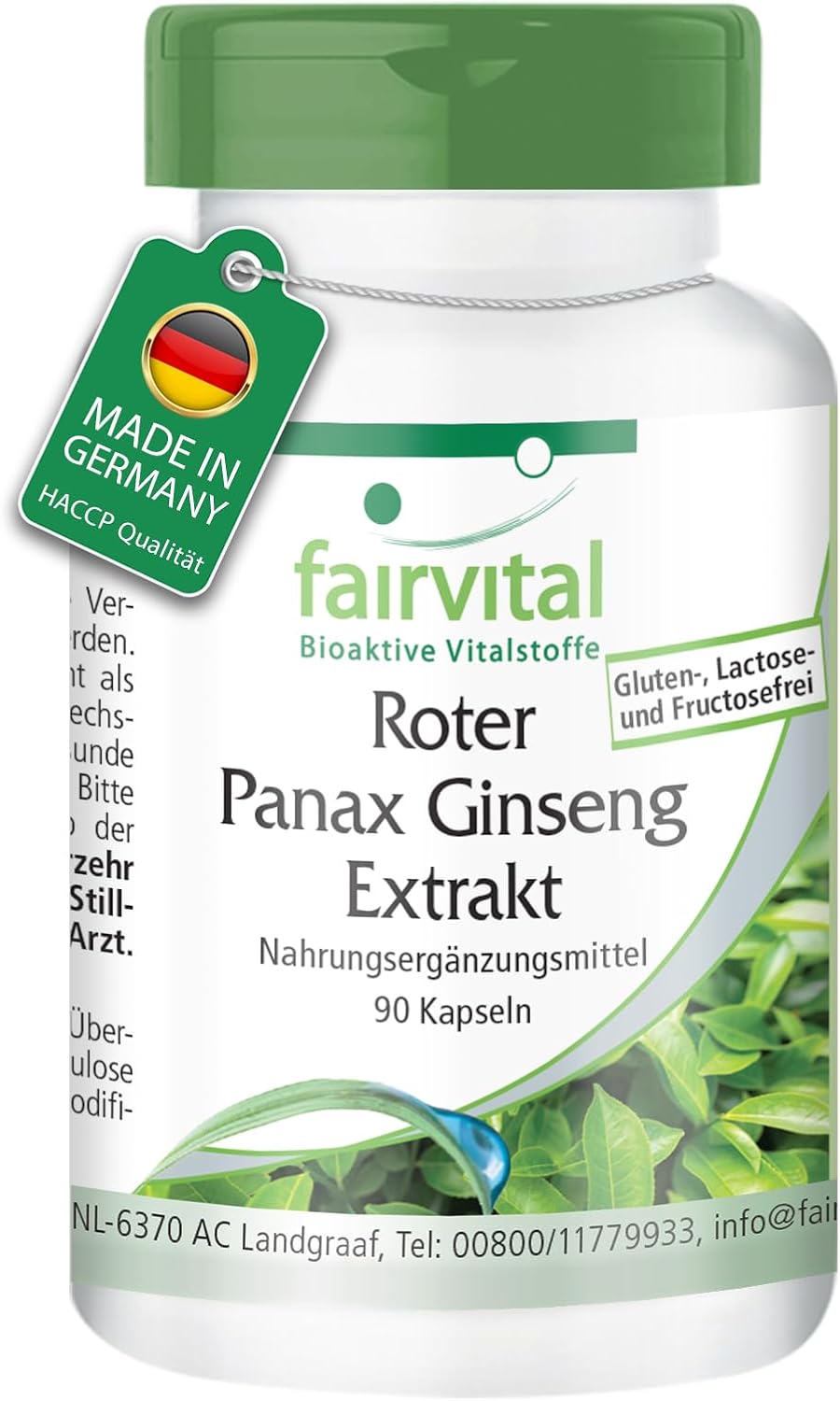 fairvital Panax Red Ginseng Extract, 400mg Korean Ginseng Extract per capsule, HIGH-DOSE, VEGAN, 90 capsules, easy to swallow, C. A. Meyer