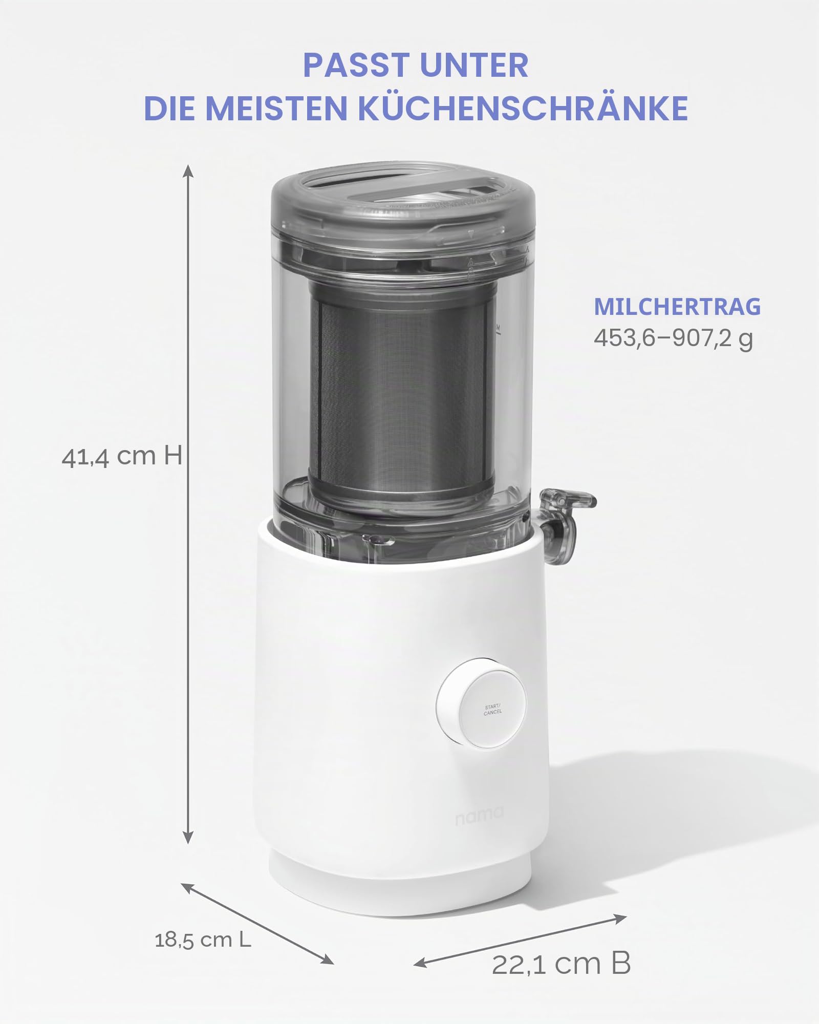 Nama M1 Plant Milk Maker - Hausgemachte Hafer-, Samen- & Nussmilchmaschine - Glatte, cremige Textur Barista-Qualitätsmilch in wenigen Minuten - Mischt & Sieben in einem Behälter - Leicht zu reinigen