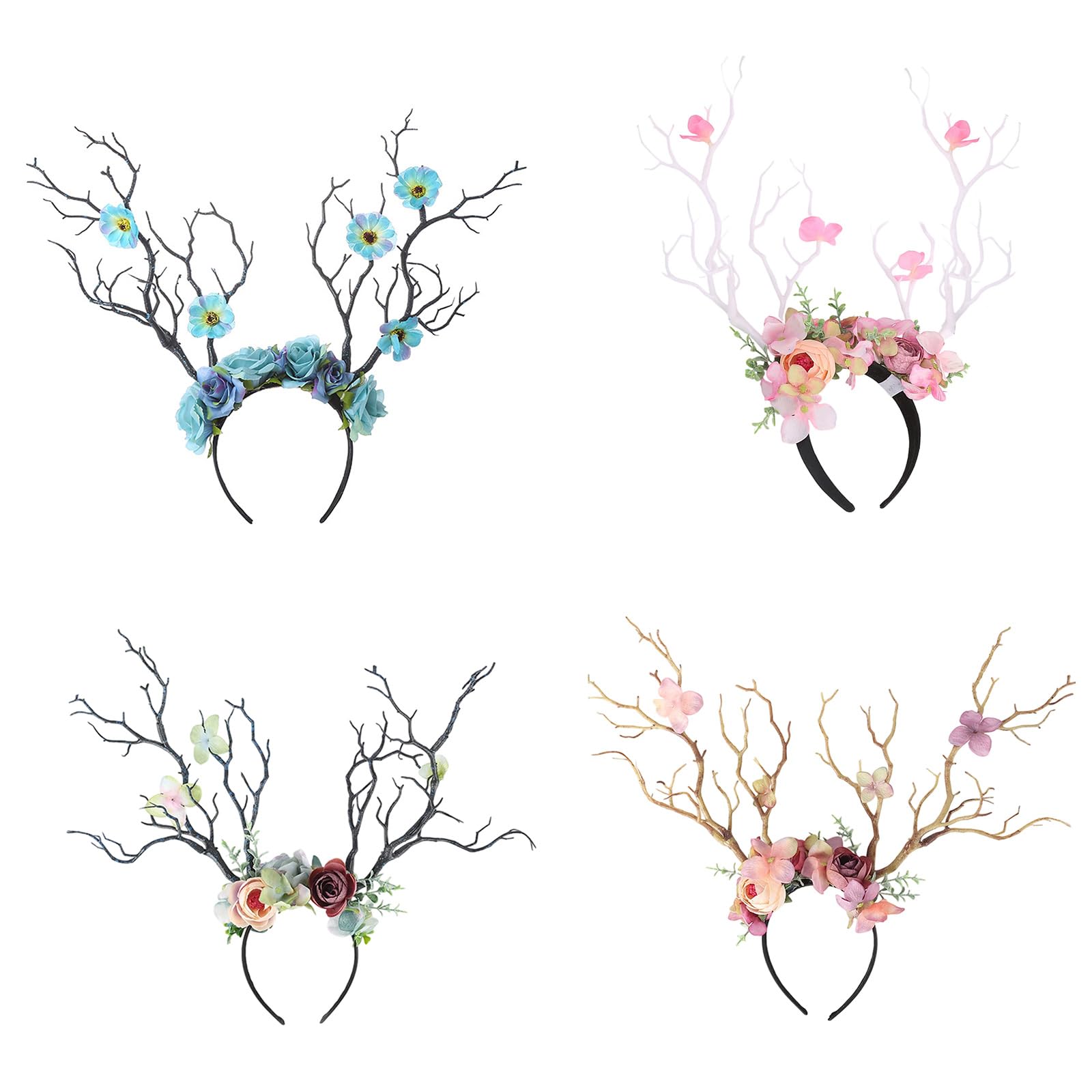 10 diademas florales de ciervo, accesorios de disfraces, accesorios de disfraces, accesorios de cosplay para mujeres y niñas, gorro de reno, accesorios de cosplay