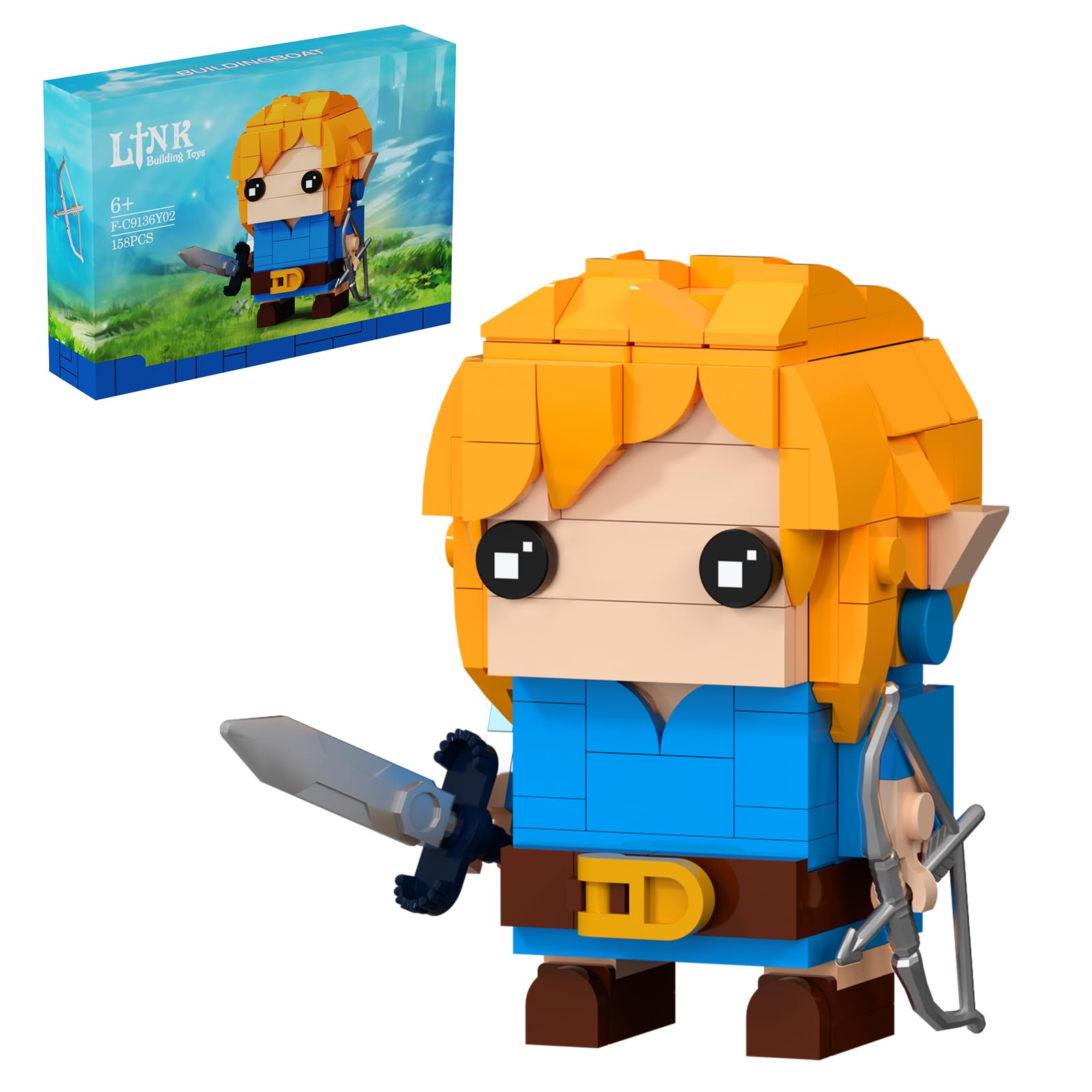 Link Building Set, Link Figure Holding Master Sword and Bow, Great Toys Gifts for Fans Kids Adults(158 Pieces)