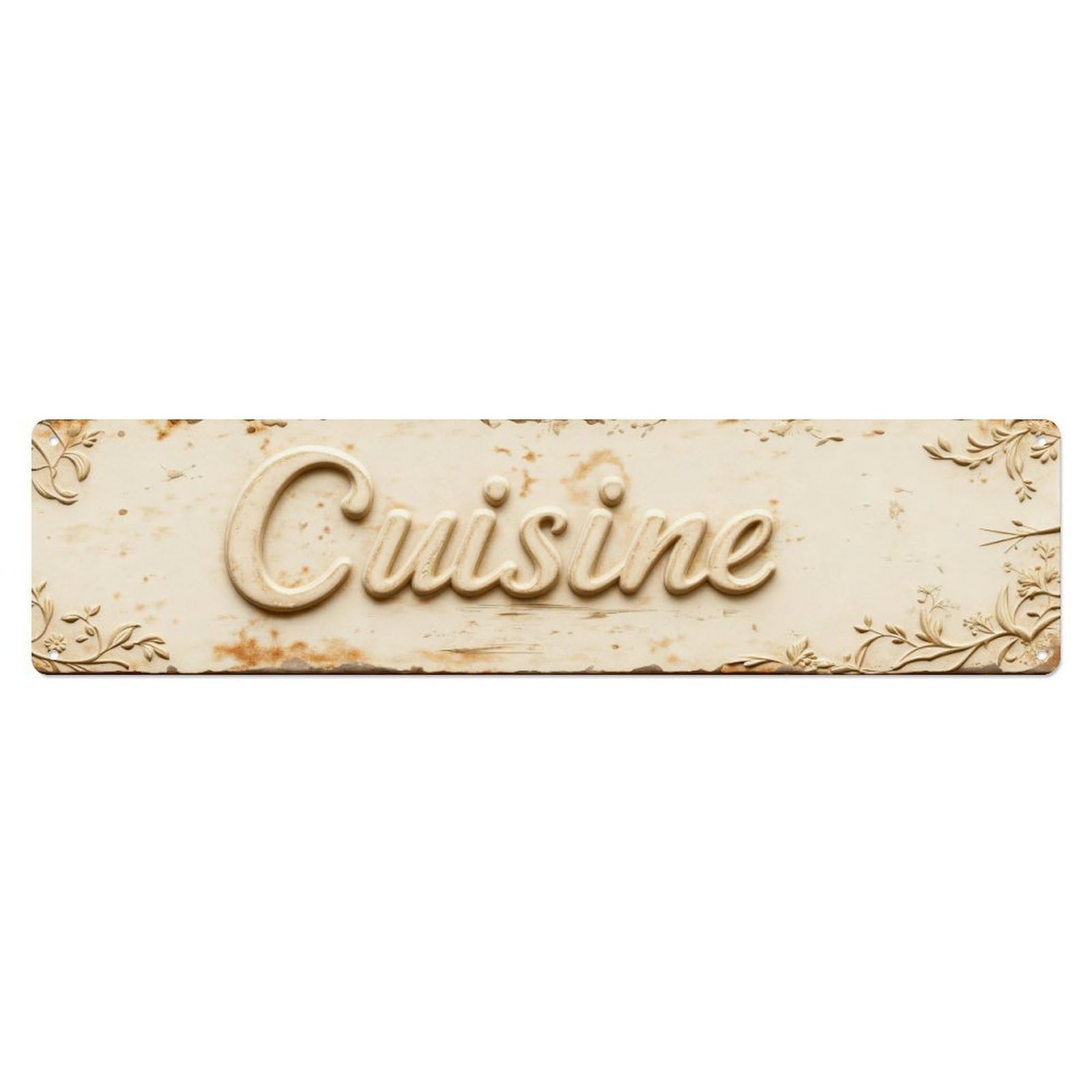 Cuisine Embossed Vintage Floral Pattern Metal Tin Sign Plaque