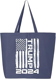 shop4ever Trump Flag 2024 45th US President Jumbo Heavy Canvas Tote Reusable Shopping Bag