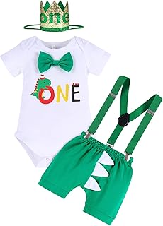 FYMNSI Baby,Clothing,Baby Boys 0-24m,Outfits & Clothing Sets FYMNSI Baby Boy Dinosaur First Birthday Party Cake Smash Outfit Cotton Short Sleeve Romper + Y-Back Suspenders + Shorts Pants 3pcs Set