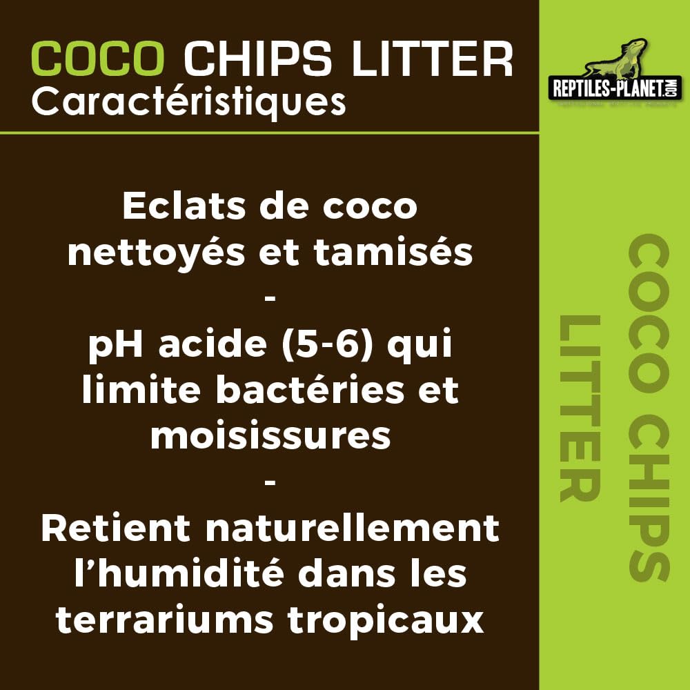 Reptiles Planet - Coco Chips - Substrat en Eclats de Coco pour Terrarium - 18 Litres