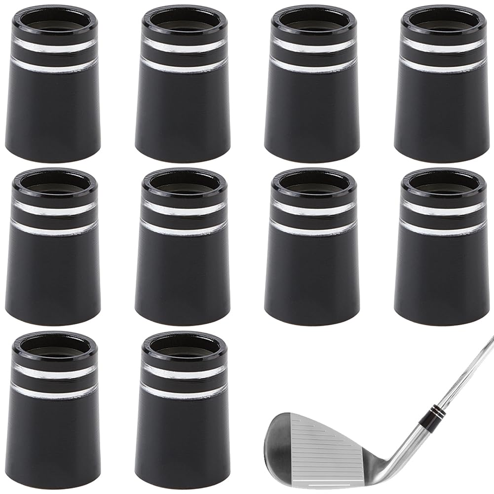 CREATCABIN 10 Pcs Golf Ferrules .370 Black Golfing Tapered Ferrules Tip Golf Club Shafts Iron Ferrule Sleeve Adapter Golfs Shaft Ferrule Replacement for Most Golf Club Body Accessories 0.75x0.53 Inch
