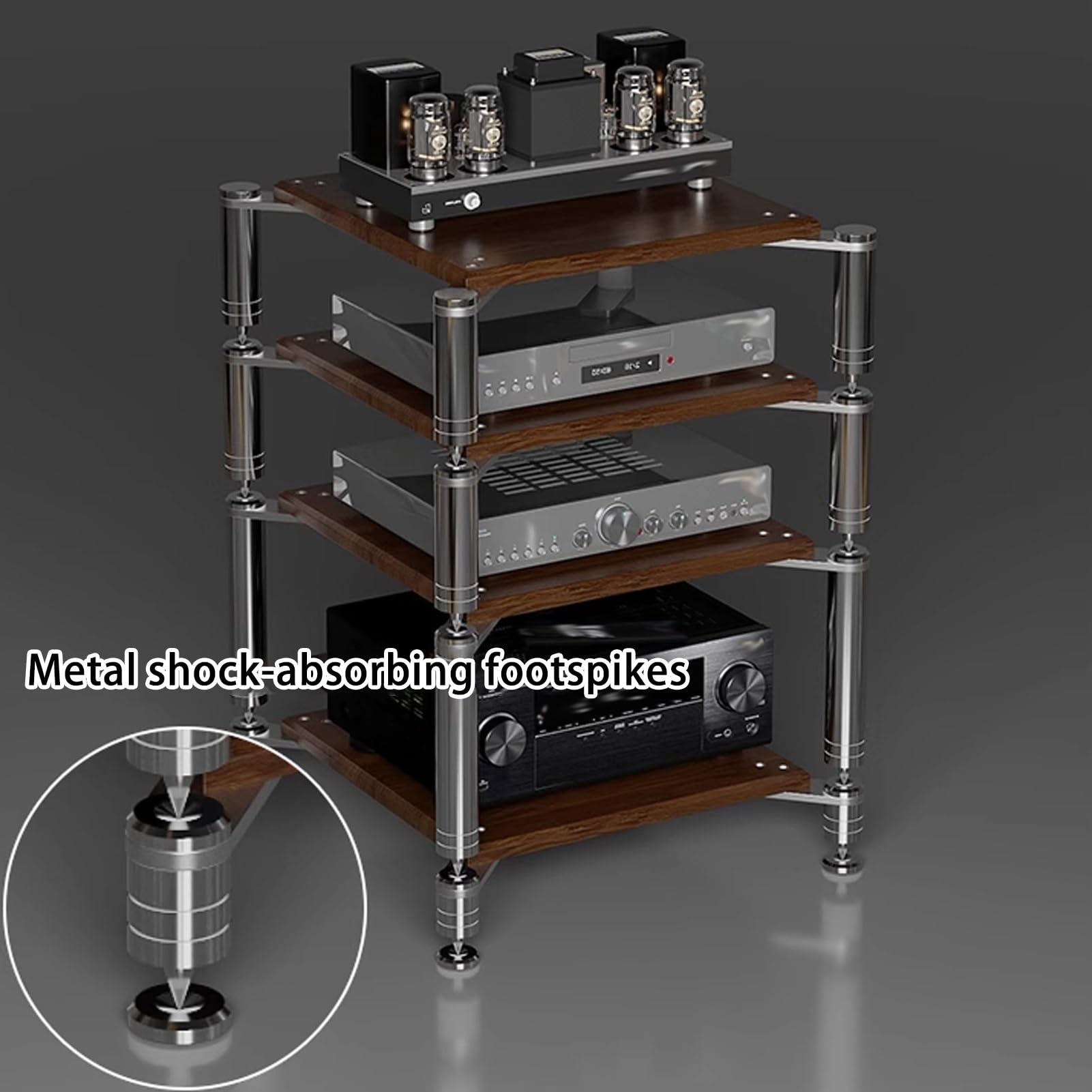 Soporte AV de Alta Resistencia, Bastidores de Audio de Diseño Abierto con Clavijas Que Absorben Los Golpes, Bastidor de Componentes de Audio(Natural,1 Tier 11cm/4.3in)