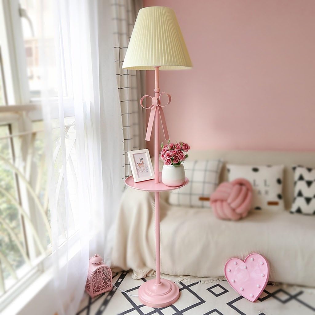 Floor lamp bedroom Floor Lamp bed vertical lamp Foot switch LED floor lamp（ Size: Total height 160CM） floor standing lamps (Color : Pink, Size : A)